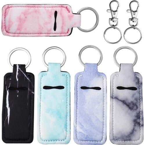 5pcs Fashion Colorized Lipstick Chapstick Holder Bag Keychain Jewelry Key Chain Gifts Accessories Lip Balm Neoprene