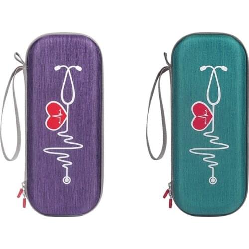 Promotion! 2PCS Carrying Case for Littmann Classic Iii Stethoscope Protect Pouch Sleeve Box Protection Case(Purple & Green)