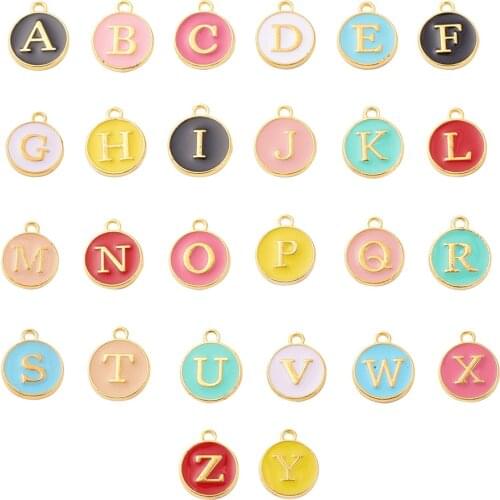 Diy jewelry accessories dripping alloy small pendants bracelet pendant accessories double-sided English 26 letters listing