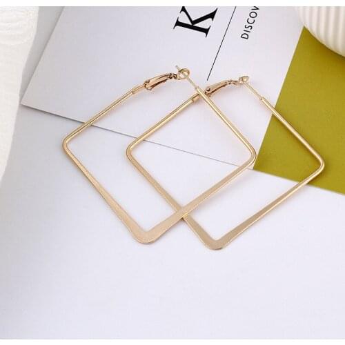 Dreamtop European Large Big Hoop Earrings Women Jewelry Loop Earing Geometric Square Earings Wedding Earrings Party Gift E91