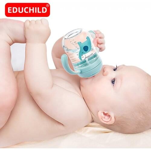 Educhild Baby Feeding Bottle Tritan No BPA Nursing Cup Leak-Proof Safety Drinking Bottle For Infant With Gravity Ball Baby Cup