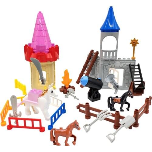 Cannonball War Horse Castle Fence Ladder Cannon Deapon Accessories Big Size Building Blocks DIY Robber Pirate House Bricks Toys