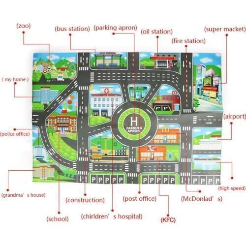2020 New Kids Play Mat City Road Buildings Parking Map Game Scene Map Educational Toys Novelty Fun Baby Intelligence Dolls