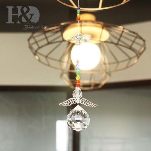 H&D Chakra Crystal Guardian Angel Suncatcher- Rainbow Maker Collection,Hanging Suncatcher Home Wedding Decoration