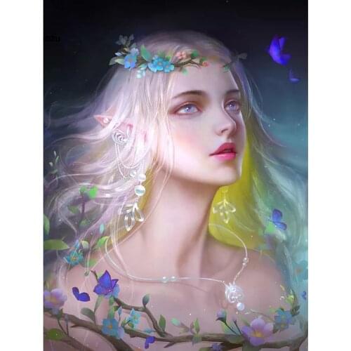 5D Cartoon Beautiful Girl Flower Fairy Diamond Painting DIY Full Square Round Handmade Diamond Embroidery Home Decoration Gift