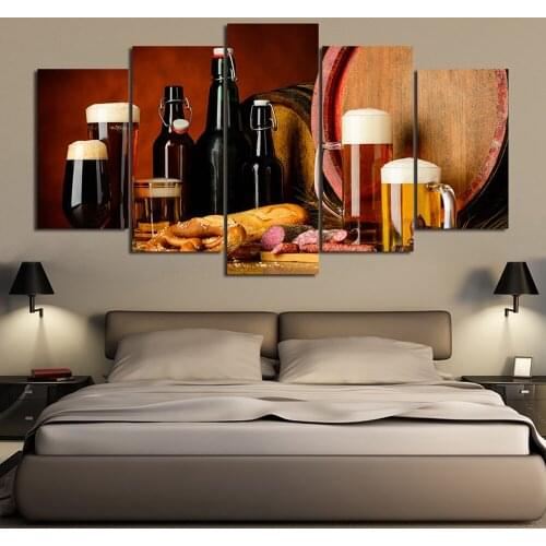 Canvas HD Prints Pictures Modern Home Living Room Wall Decor 5 Pieces Vintage Wine Beer Drink Paintings Art Frame Modular Poster