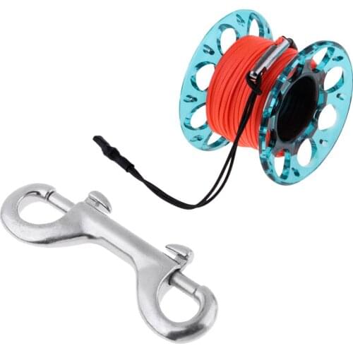 Scuba Diving Reel Spool Finger 30M/98.4ft Line Reels Double End Snap Bolt Swivel Clip Underwater Dive Safety Equipment