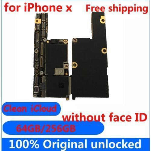 64GB 256GB Top quality Original Motherboard for iphone X 100% Unlocked tested Mainboard without face ID IOS system plate+Chips