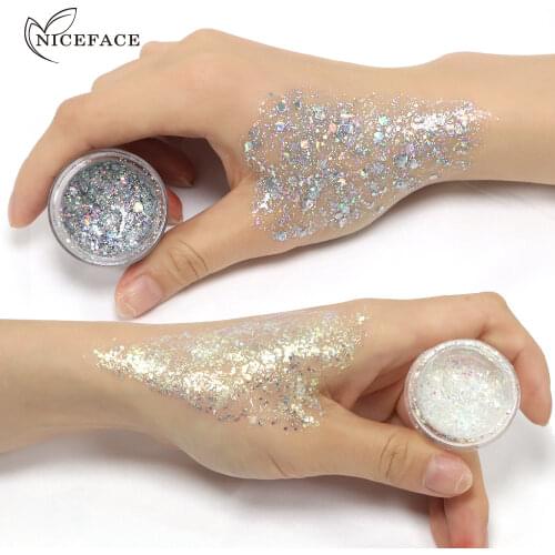 Shimmer Body Glitter Gel Festival Face Glitter Tattoo Festival Makeup Highlighter Liquid Eyeshadow Gel Mermaid Sequins Cosmetics