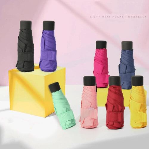 180g Mini Pocket Parasol Light Fashion 5 Folding Umbrella Rain Women Gift Men Girls Anti-UV Waterproof Portable Travel Umbrella