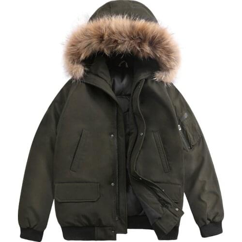 Men Winter Warm Coat Short Down Jackets Fashion Casual Loose Hooded Thickening White Duck Down Jacket Collar Detachable