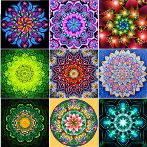 MTdiyart Diamond Painting Kits Full Square/Round "Mandala Flower" Pattern Embroidery Cross Stitch 5D DIY Rhinestone Set
