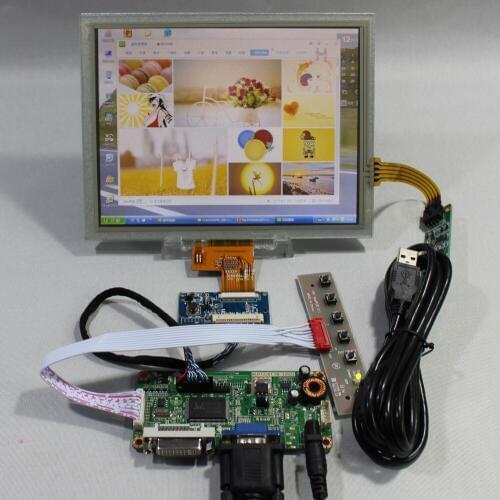 DVI VGA LCD controller board with 8inch EJ080NA-04C 1024x768 LCD Touch panel
