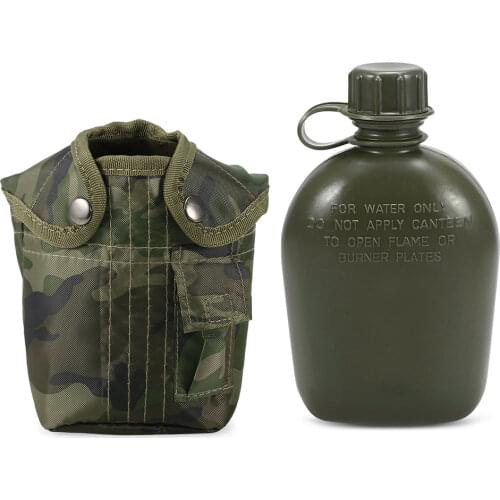 1L Outdoor Military Canteen Bottle Camping Hiking Backpacking Survival Water Bottle Kettle with Cover