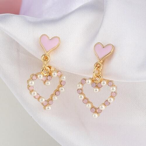 Simple Heart Pearl Rhinestones clip Earrings For Women Fashion Statement Pearl Earrings Party ear clip Jewelry Trendy Accessorie