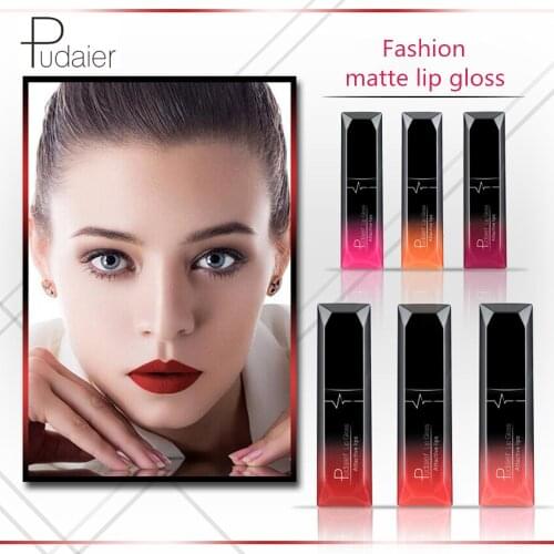 Pudaier Fashion Waterproof Lip Gloss Women Beauty Nude Lip Makeup Cosmetics Matte Liquid Lipstick Lasting Not Stick Cup Lipgloss