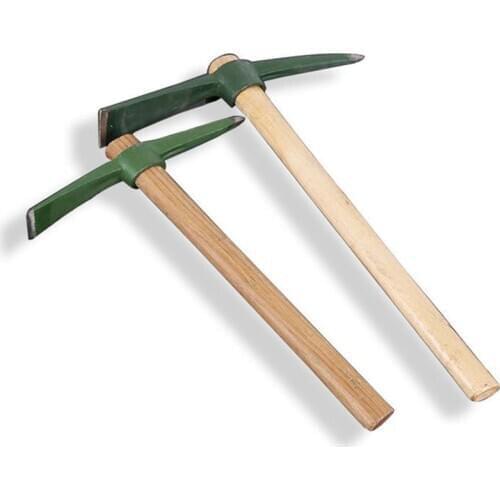 Size M head length 24cm Wooden Handle Small Pickaxe Hoe Garden hand tools Digging Steel Mattock Axes