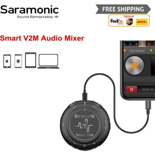 Saramonic Smart V2M Portable Audio Interface Two Lavalier Microphones Mic for iphone android smartphones computer iPad tablet