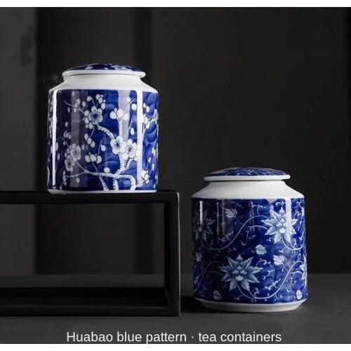 Blue and White Porcelain Tea Containers General-Purpose Small Number Sealed Storage Jar Ointment Mask Powder Tea StorageCanister