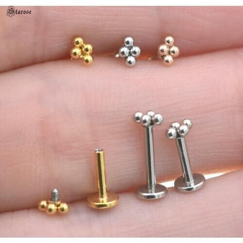Starose 2Pcs 1.2x6/8mm Rod New Cross Nose Ring Stud Labret Lip Helix Piercing Tragus Earrings Conch Nostril Piercing Ear Jewelry