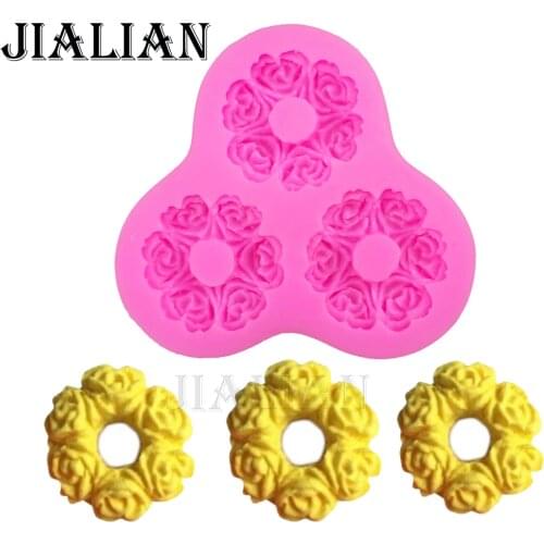 Free shipping wreath Flowers chocolate wedding cake decorating tools DIY baking cooking mould fondant silicone mold T0258