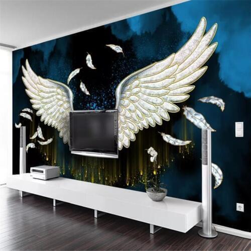 Wellyu Customized large wall painter with European enamel wings crystal porcelain painting living room sofa background wall