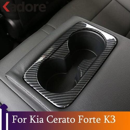 For Kia Cerato Forte K3 2019 2020 2021 Stainless Steel Rear Water Cup Holder Decorative Sticker Cover Trim Car Accessories