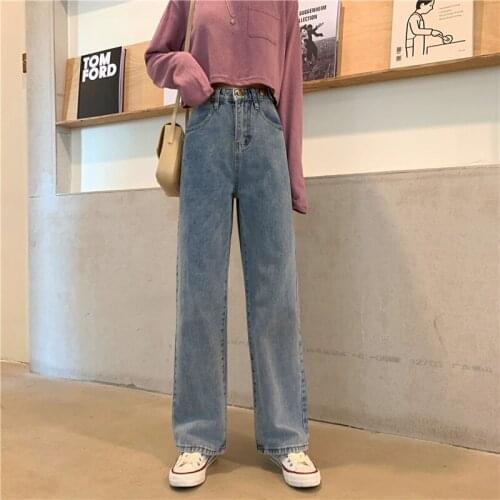 Women Jeans High Waist Wide Leg Denim Trousers Blue Streetwear Vintage High Quality 2021 Summer New Straight Denim Pants Lady