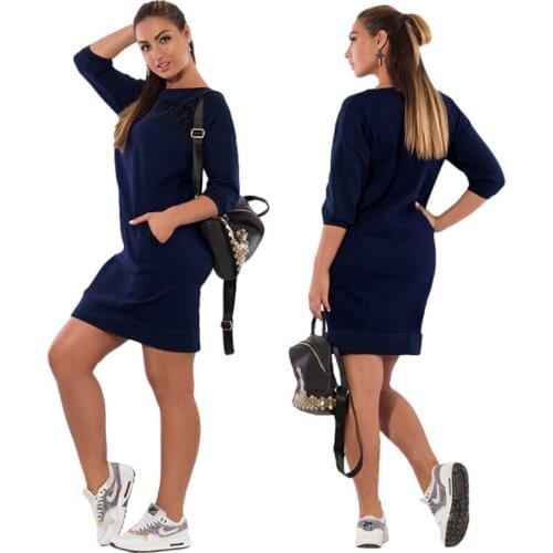 2021 new Letter Print New Women Dresses Large Size Winter Warm Dress Plus Size Women Clothing Casual Elegant Blue dresses