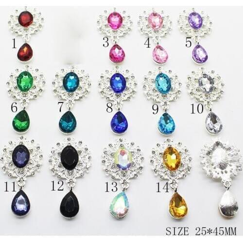 1 Piece 25*45mm Wedding Dress DIY Decoration Gift Box Accessories Alloy Pendant Flat Bottom Diamond Buckle Acrylic