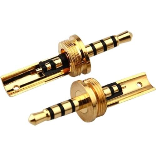2.5mm Minijack 4 Poles DIY Headphone Wire Connector 2.5 Plug Solder Pure Copper HiFi Earphone Metal Splice Audio Adapter