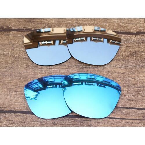 Vonxyz 2 Pairs Ice Mirror & Chrome Mirror Polycarbonate Replacement Lenses for-Oakley Frogskins Frame