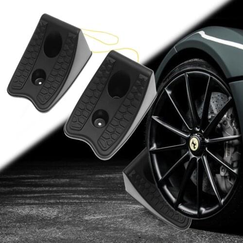2PCS Car Wheel Rubber Stop Slider Block Stop Block Wheel Ramp Triangle Rubber Skid Stop Wheel Chocks(Black)