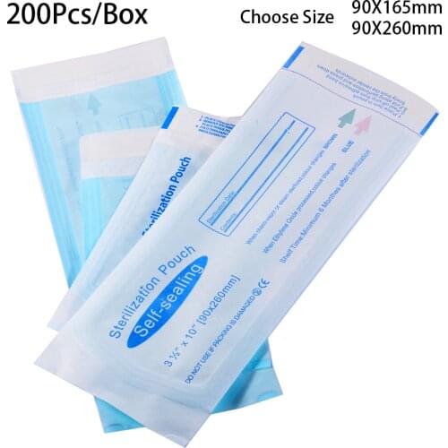 200pcs/Pack Dentista Self Sealing Sterilization Pouch Dentistry Medical Grade Paper+CPP/PET Film Odontologia Dental 90X165/260mm