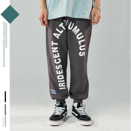 2021 Spring Casual Pants Male Trend Street Hip-hop Sports Overalls Loose Oversize Couple Pants Elastic Waist Trousers Tied Feet
