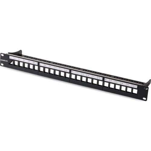 Linkway 19" 1U 24Port Unload Modular Blank Patch Panel - Incl. cable manager bar & front panel design with label field