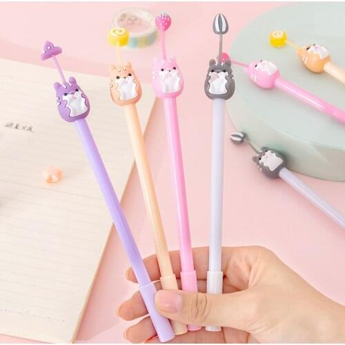 24 PCs Korean Creative Cartoon Soft Cute Hamster Silicone Gel Pens set Cute Student Exam Writing tools Office Signature Pen
