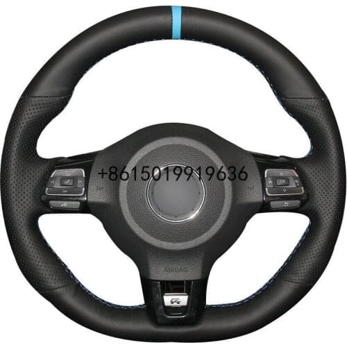 For Volkswagen GTI Scirocco car steering wheel cover black leather custom