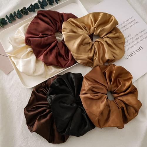 Girl Elastic Silk Scrunchie Women Satin Purple Hair Bands Black Crunchy Hair Ties Gum Ponytail Holder Chouchou Accessory
