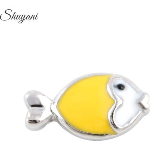 F117 Wholesale 20pcs/lot New Arrival Fish Charm Fit Living Memory Floating Lockets Women Jewelry