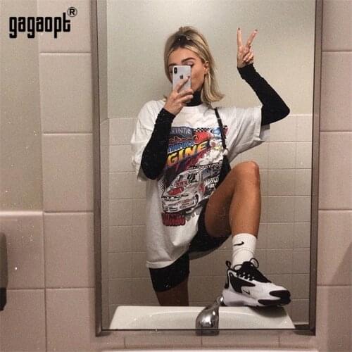 Gagaopt Summer Fashion Shirt Racing car T Shirt Women Tops Base O-neckBlack Tees Funny Girls Tshirt