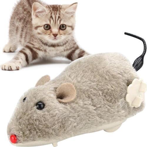 1pc Cat Mouse Shape Toy Creative Wind Up Plush Funny Cat Play Toy Pet Interactive Toys Pet Supplies Random Color Cat Favors