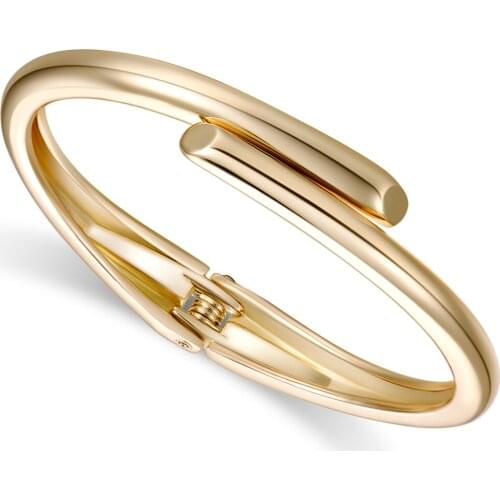 Fashion Oval Polished Gold Plated Charm Statement Bracelet Cuff Nail Bangle for Women Girls Trendy Love Bangle Bracelet Jewelry