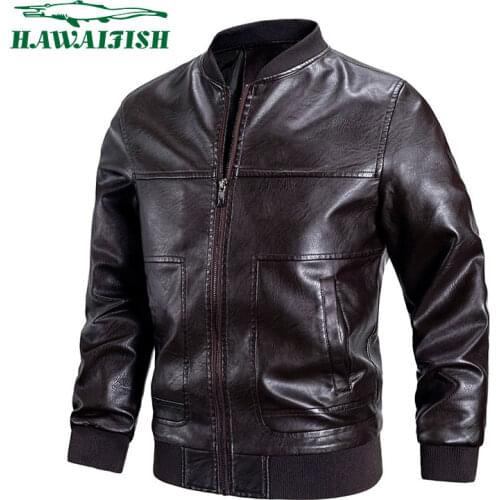 Hawaifish brand leather jacket men 2021 spring new Korean style trendy handsome louson cuir homme hot sale casual jaqueta couro