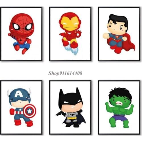 Wall Art Canvas Painting Anime Disney Marvel Superhero Poster Prints Kids Room Decoration Spiderman Pictures for Home Wall Decor
