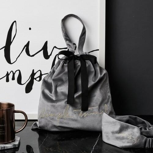 Nordic Velvet Portable Beam Storage Bag Pocket Embroidery Process Luxurious Sundries Cosmetic Storage Bag Home Decor Organizer