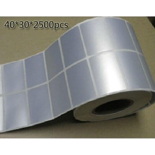 New AIBIER sticker matte silver label paper 40*30mm*2500pcs/1Roll Thermal transfer blank PET barcode Labels adhesive printed