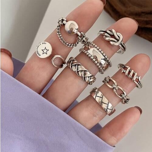 New Woven Hollow Circle Ring Simple Retro Adjustable Geometric Irregularity Rings For Women Girls Fashion Jewelry Gift