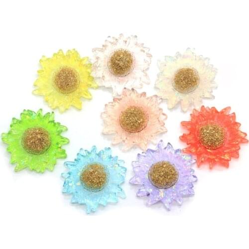 New Designs 32mm Artificial Daisy Flower Flatback Ornament For Women Earring Suspension Part Mobile Beauty Accessory