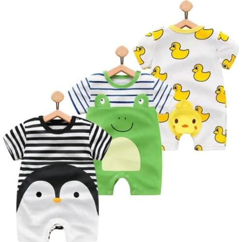 Baby Clothes Summer Short-sleeved Cotton Childrens Clothing Newborn Baby Baby Boy Girl Jumpsuit Suit Khaki